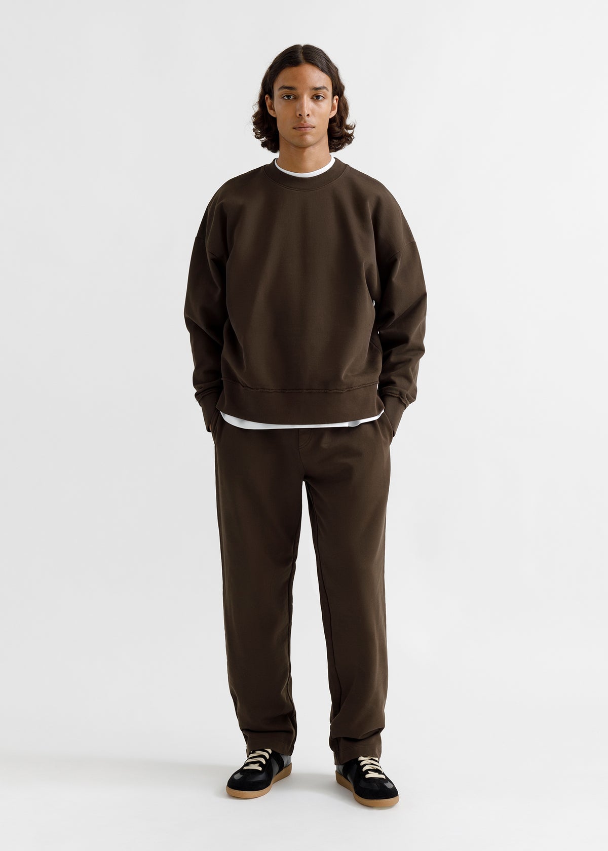 Oversized Frayed Sweater Brown - Front Men