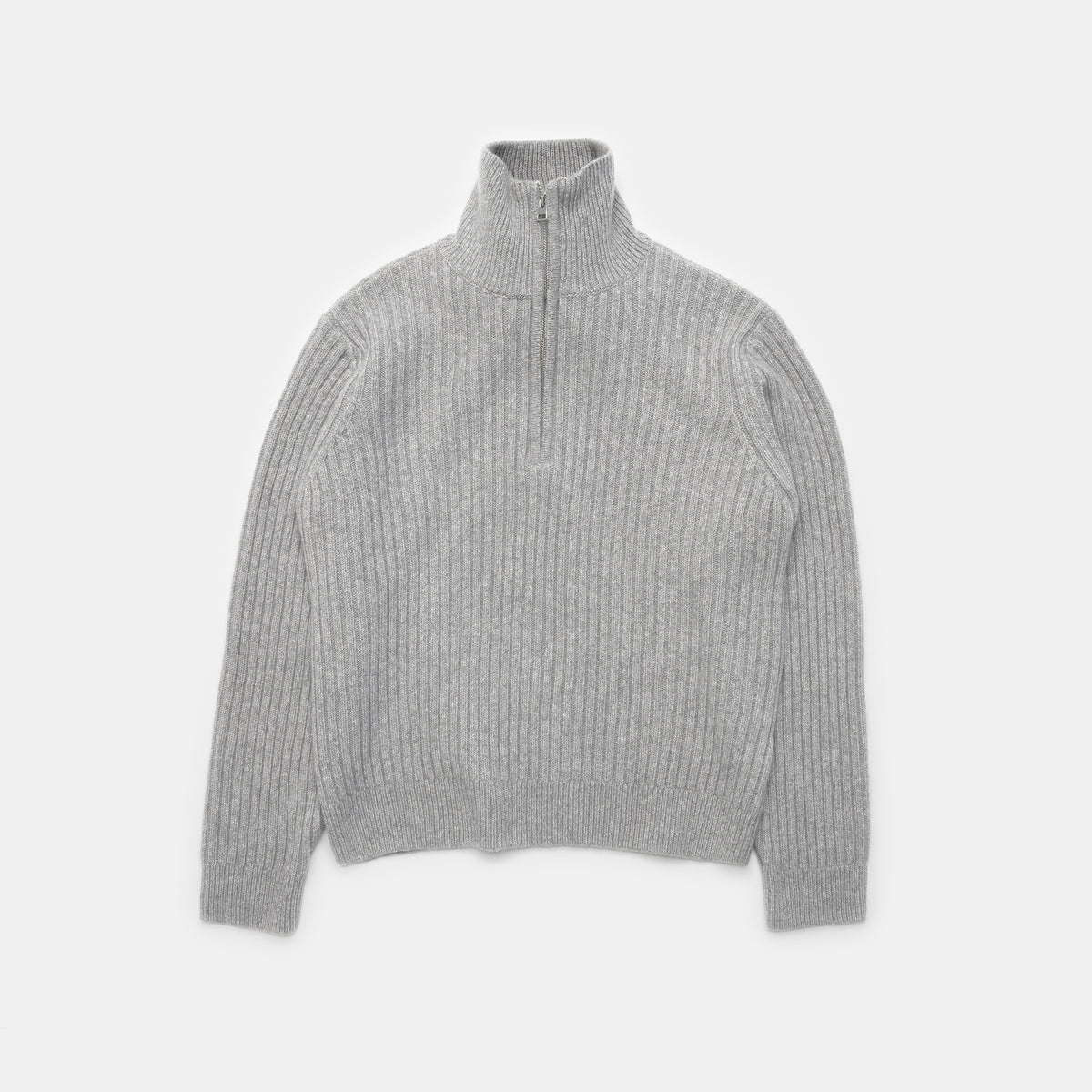 Half Zip Wool Sweater grey made from Mernio wool - Alternate Men