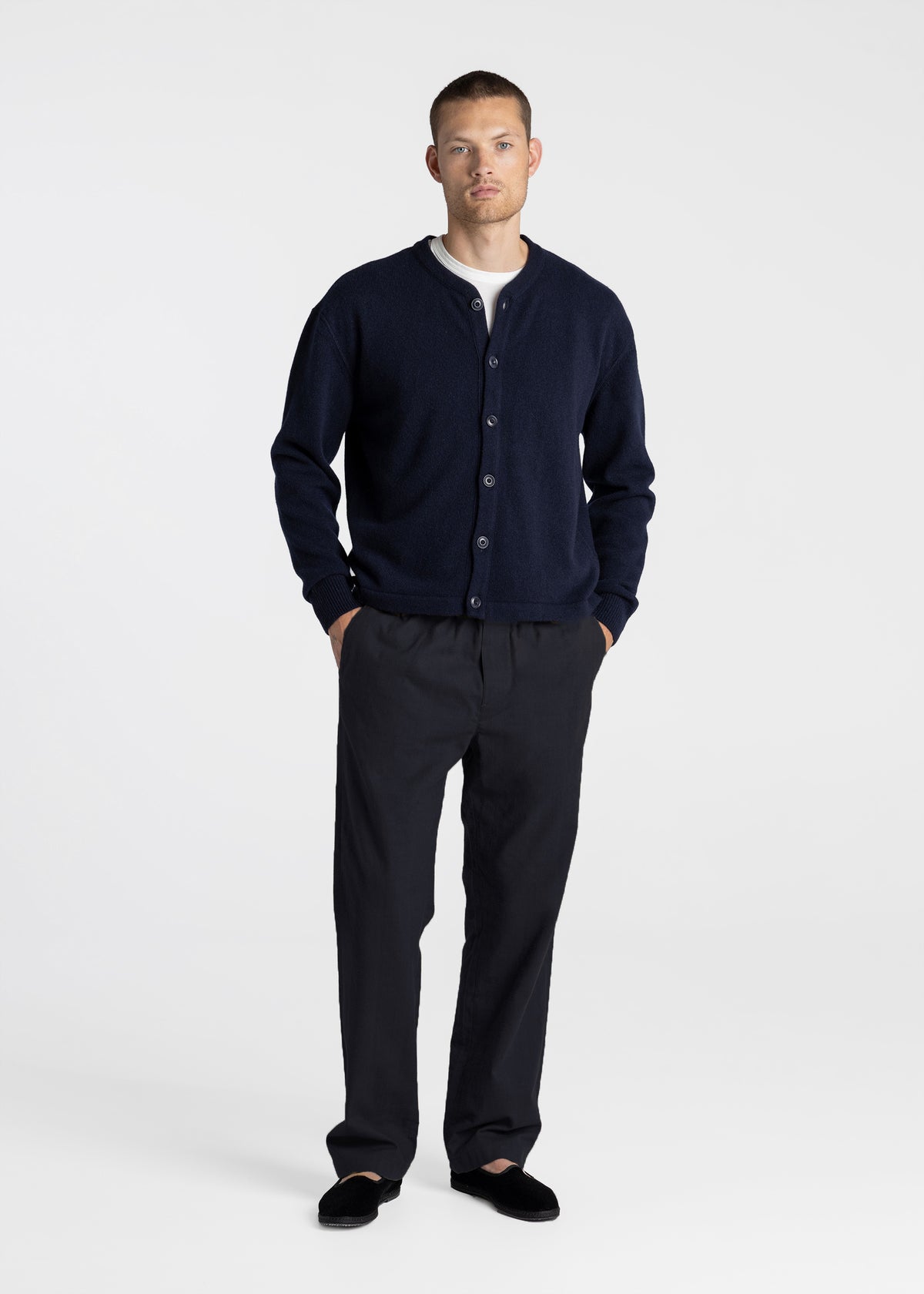 Button Up Cardigan Navy - Front Men
